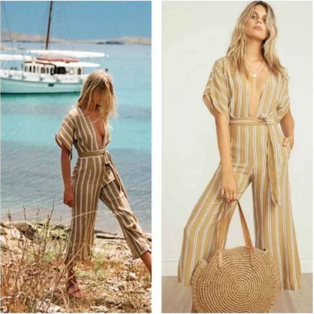 Faithfull The Brand Cedric Jumpsuit Clarke Stripe Size 4